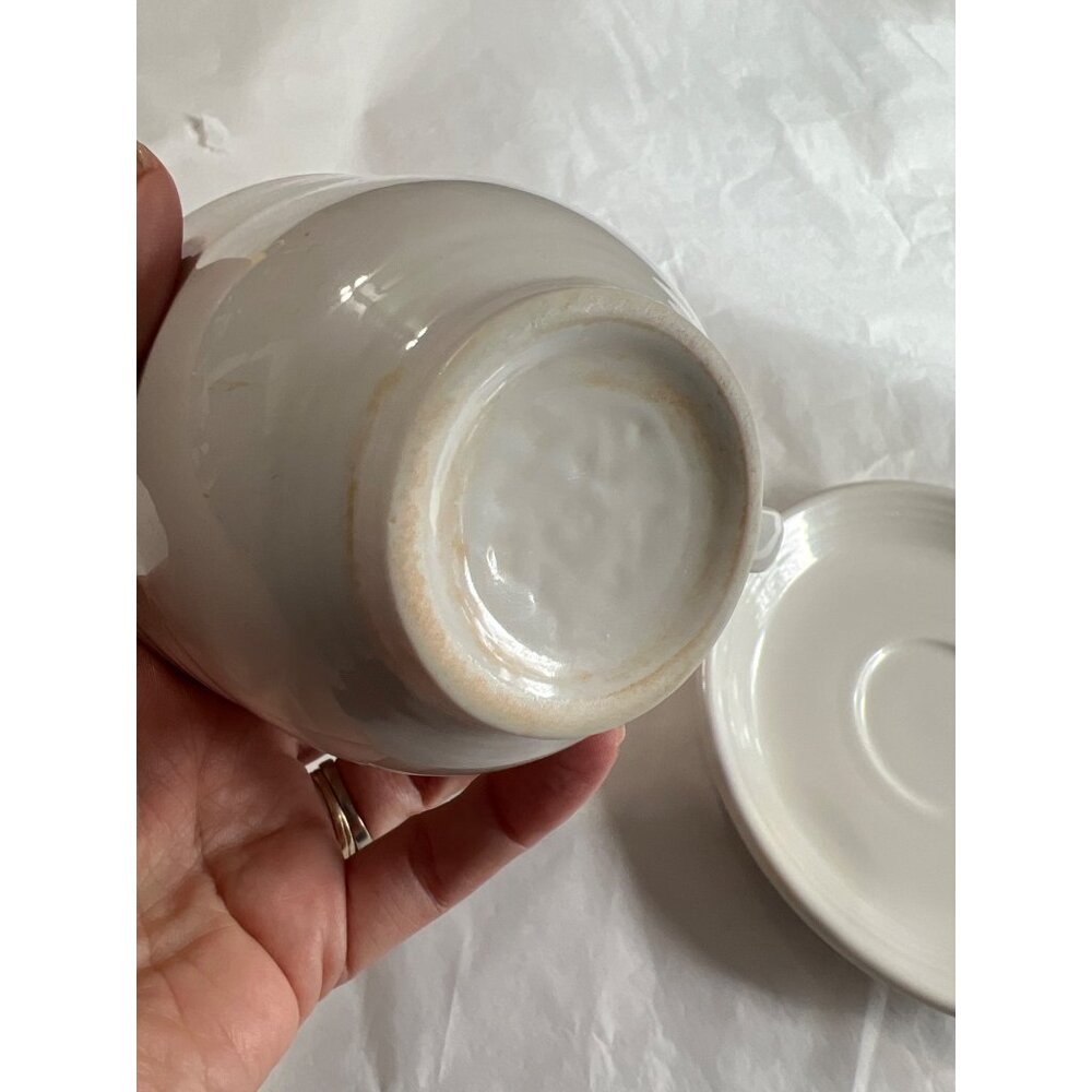 Vintage Fiesta H-L-O Genuine Lead-Free White Cup & Saucer Set Made In USA - Picture 7 of 7